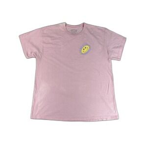 BUZZ Smile Graphic Tee X LARGE Pink 100% Cotton Crewneck Short Sleeve Streetwear
